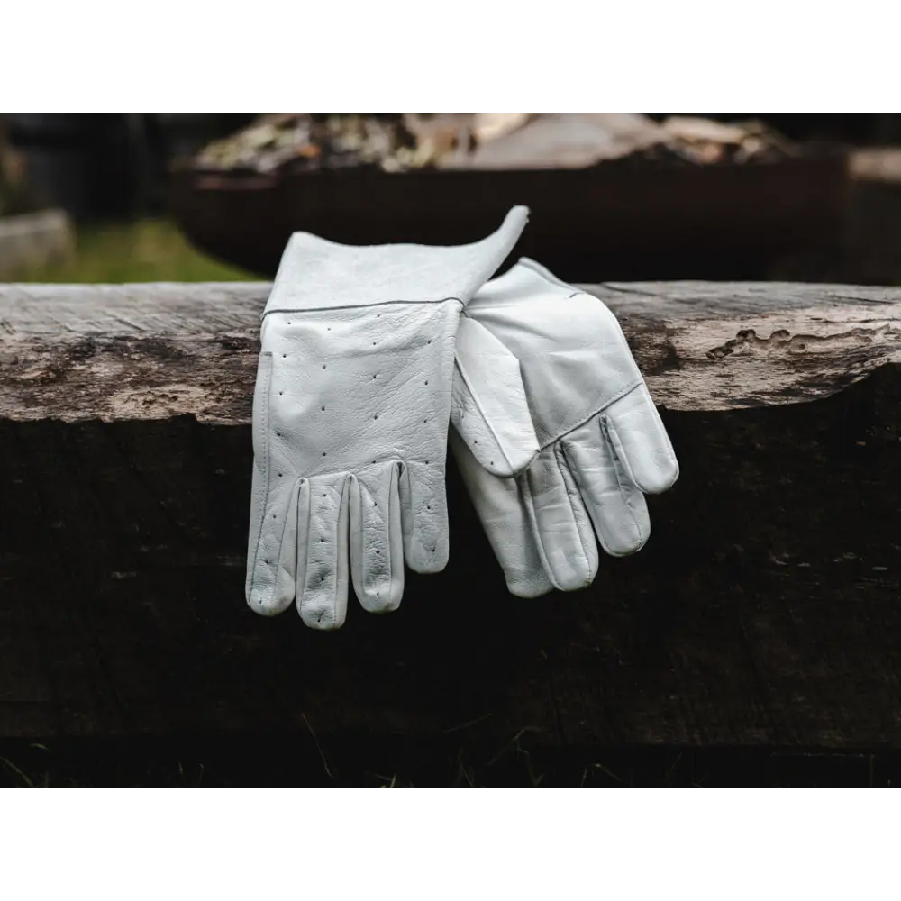 Weiße Lederhandschuhe für Schutz, Feuerwehrhandschuhe Innenangriff, Test geeignet